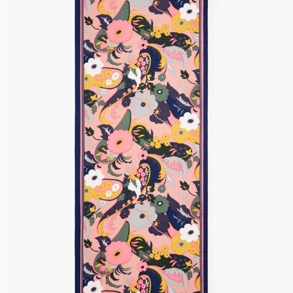 Talbots | bold navy with pink paisley oblong spring summer scarf - Picture 7 of 8